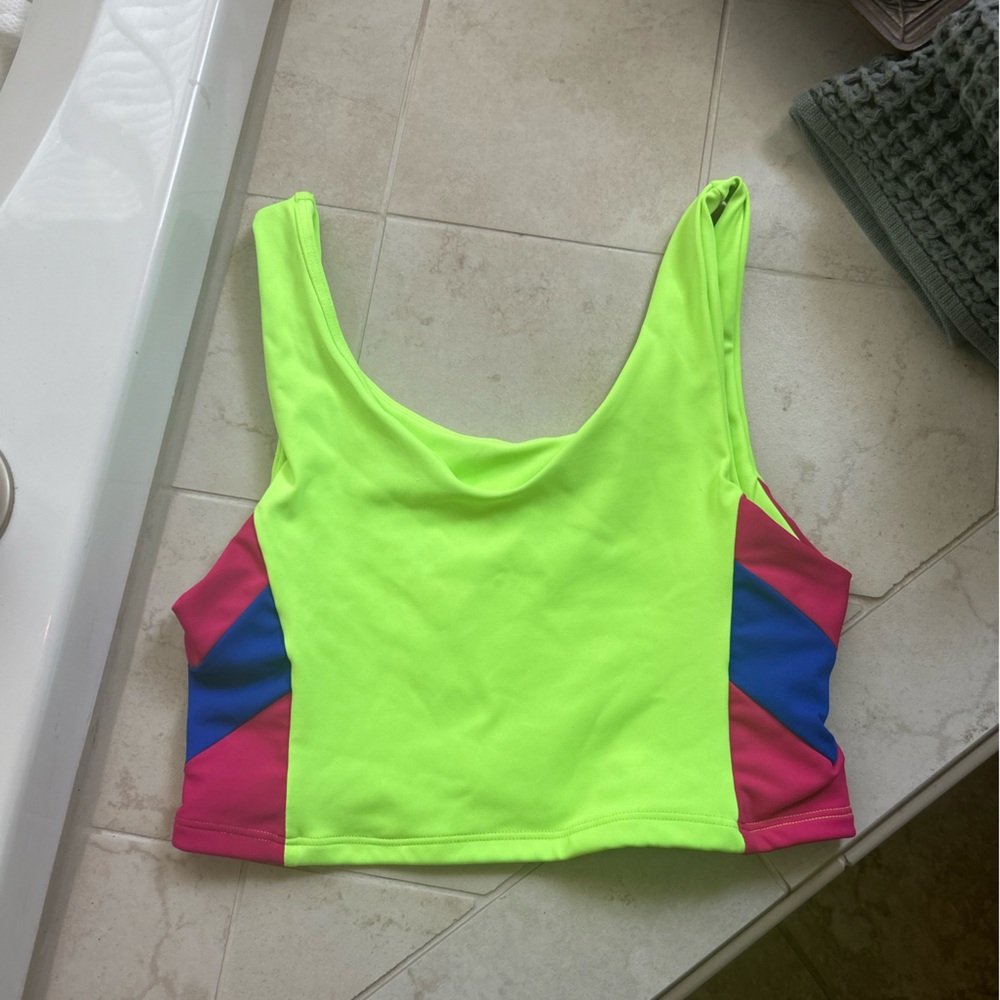 TIGER FRIDAY DANCE WEAR CHEVY CROP TOP 💙🩷💚 size: Adult Large